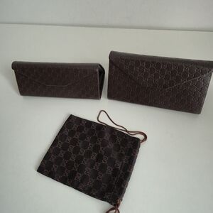 Gucci Brown Monogram Eyewear Case & Pouch Set